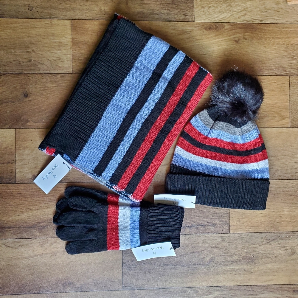 Vera Bradley Cozy Scarf, Cozy Gloves, and Cozy Beanie Hat Perfectly Plaid
